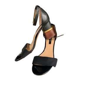 Kensie Strappy Black Sandal Ankle Strap Block Heel Mid High Size 8